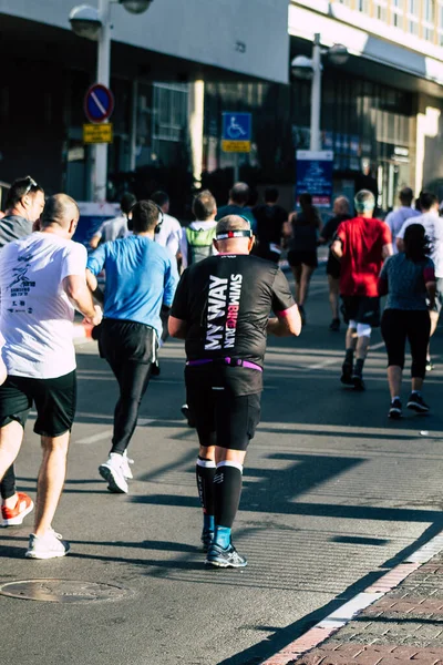 Tel Aviv Israel February 2020 View Unidentified People Running Marathon — Stock Photo, Image