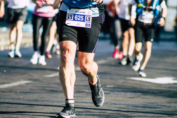 Tel Aviv Israel February 2020 View Unidentified People Running Marathon — Stock Photo, Image