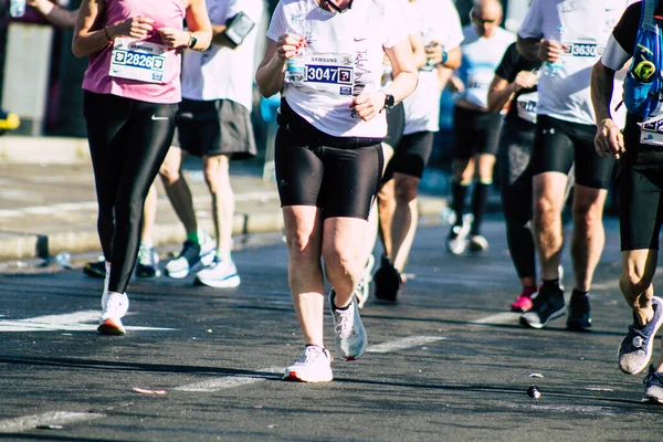 Tel Aviv Israel February 2020 View Unidentified People Running Marathon — Stock Photo, Image