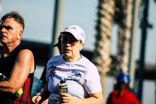 Tel Aviv Israel Febrero 2020 Vista Personas Identificadas Corriendo Maratón —  Fotos de Stock