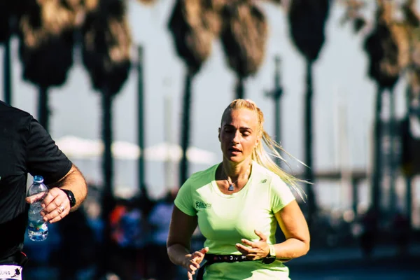 Tel Aviv Israel February 2020 View Unidentified People Running Marathon — Stock Photo, Image