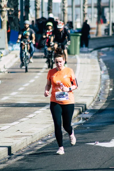 Tel Aviv Israel Febrero 2020 Vista Personas Identificadas Corriendo Maratón — Foto de Stock