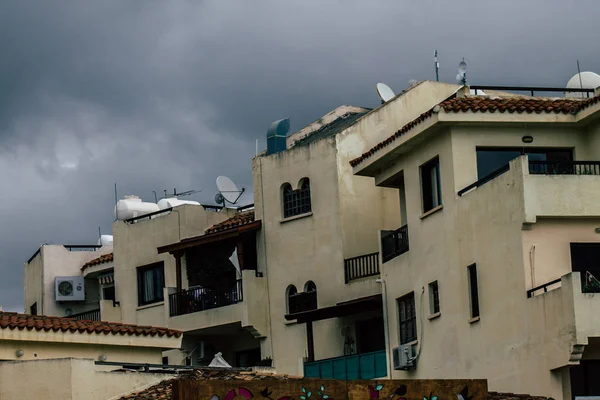 Пафос Кіпр Лютого 2020 Вид Фасад Будинку Вулицях Пафосу Після — стокове фото