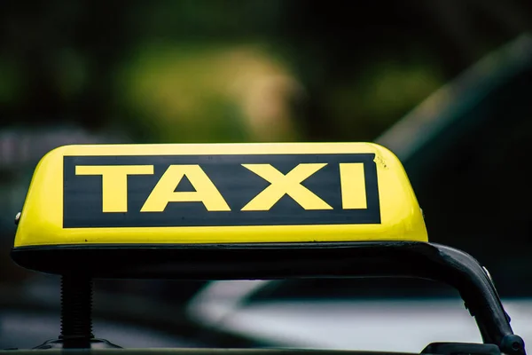 Paphos Cipro Febbraio 2020 Veduta Taxi Tradizionale Parcheggiato Nelle Strade — Foto Stock