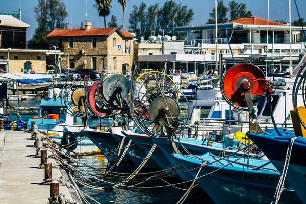 Paphos Ciprus Március 2020 Nézet Hajók Kikötve Kikötő Paphos Délután — Stock Fotó