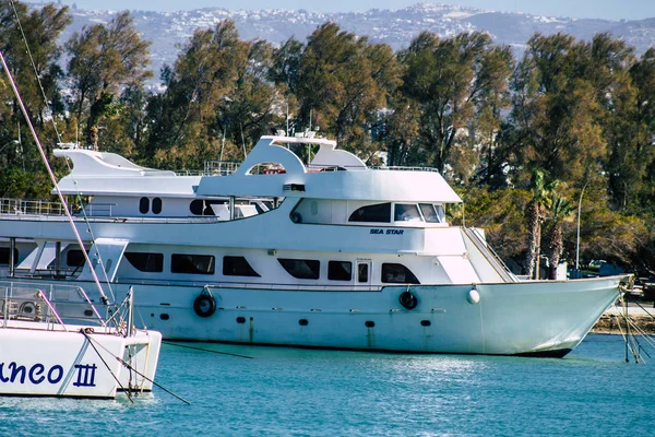 Paphos Zypern März 2020 Blick Auf Boote Die Nachmittag Hafen — Stockfoto