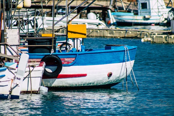 Paphos Chipre Marzo 2020 Vista Barcos Amarrados Puerto Paphos Por — Foto de Stock
