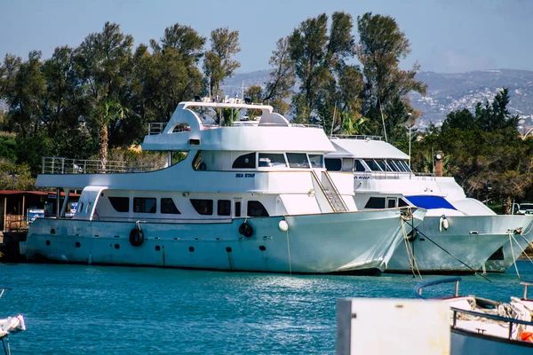 Paphos Zypern März 2020 Blick Auf Boote Die Nachmittag Hafen — Stockfoto