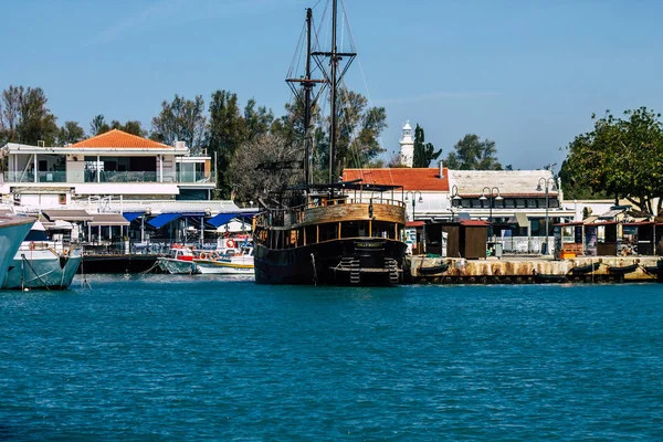 Paphos Chipre Marzo 2020 Vista Barcos Amarrados Puerto Paphos Por —  Fotos de Stock