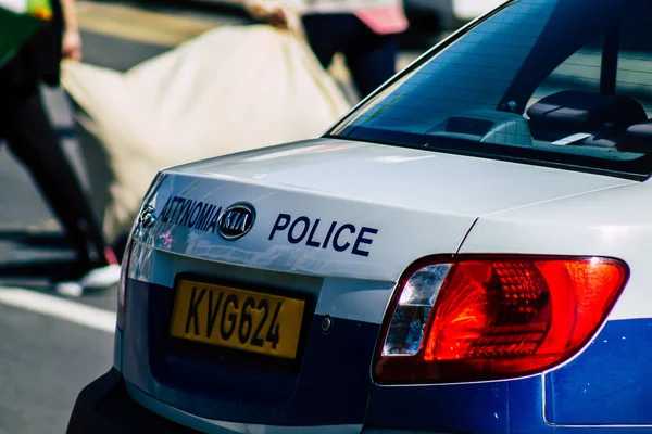 Paphos Cyprus March 2020 View Police Car Parked Streets Paphos — Stock Photo, Image