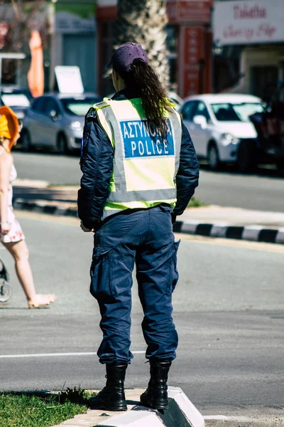 Πάφος Κύπρος Μαρτίου 2020 Άποψη Αστυνομικού Στους Δρόμους Της Πάφου — Φωτογραφία Αρχείου