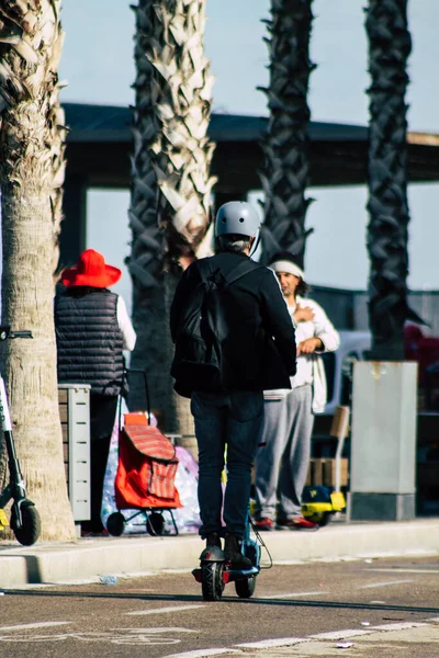 Tel Aviv Israel Febrero 2020 Vista Personas Identificadas Rodando Con — Foto de Stock