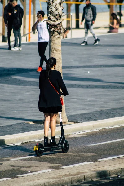 Tel Aviv Israël Février 2020 Vue Personnes Non Identifiées Roulant — Photo