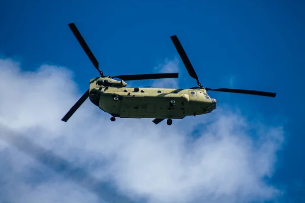 Paphos Cyprus Maart 2020 Bekijk Van Militaire Helikopter Vliegen Lucht — Stockfoto