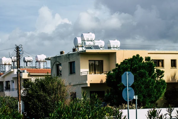 Paphos Cypern Mars 2020 Utsikt Över Fasad Byggnad Gatorna Paphos — Stockfoto