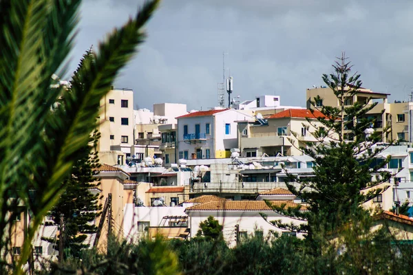 Paphos Chipre Março 2020 Vista Uma Fachada Edifício Nas Ruas — Fotografia de Stock