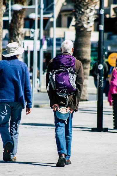 Paphos Cyprus March 2020 View Unidentified Tourist Walking Streets Paphos — Stockfoto