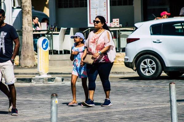 Paphos Chipre Marzo 2020 Vista Turista Identificado Caminando Por Las — Foto de Stock