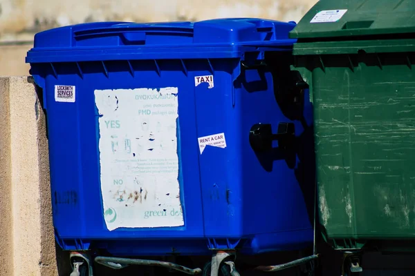 Paphos Zypern März 2020 Großaufnahme Eines Müllcontainers Den Straßen Von — Stockfoto