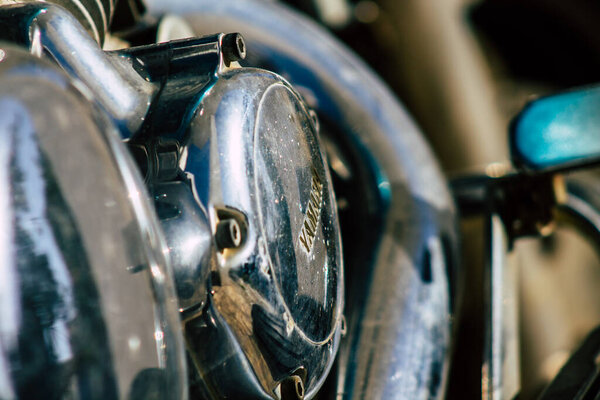 Paphos Cyprus March 09, 2020 View of a Yamaha Royal Star parked in the streets of Paphos in the afternoon