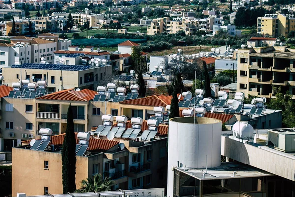 Paphos Ciprus Március 2020 Kilátás Homlokzat Egy Modern Épület Utcáin — Stock Fotó