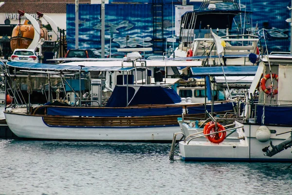 Limassol Cyprus March 2020 View Boats Moored Marina Limassol Raining — стокове фото