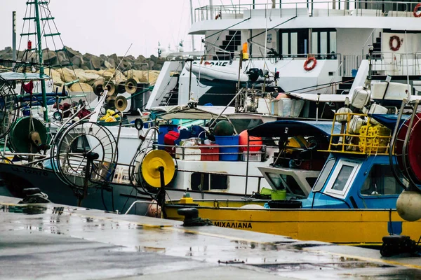 Limassol Cyprus March 2020 View Boats Moored Marina Limassol Raining — Stock Photo, Image