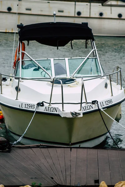 Марта 2020 Вид Лодки Пришвартованные Причале Лимассола Второй Половине Дня — стоковое фото