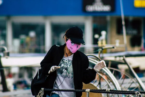 Limassol Cyprus March 2020 View Unidentified Tourist Facial Mask Protect — Stock Photo, Image