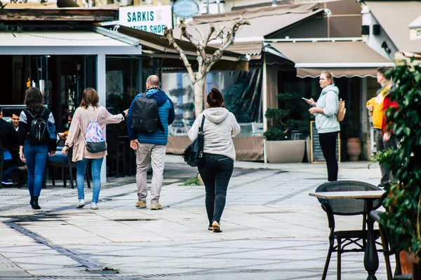 Limassol Cyprus March 2020 View Unidentified Tourist Walking Streets Limassol — Stock Photo, Image