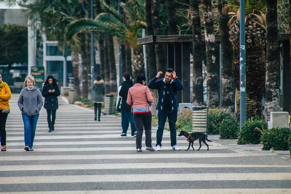 Limassol Chipre Marzo 2020 Vista Turista Identificado Caminando Por Las — Foto de Stock