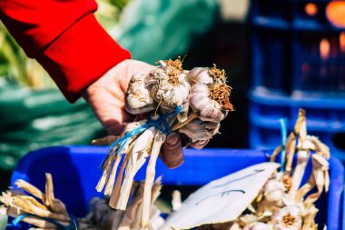 Limasol Kıbrıs Rum Kesimi 14 Mart 2020 Sabahleyin Limasol pazarında satılan çeşitli sebzelerin manzarası