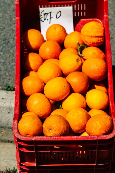 Limassol Chipre Março 2020 Vista Várias Frutas Vendidas Mercado Limassol — Fotografia de Stock