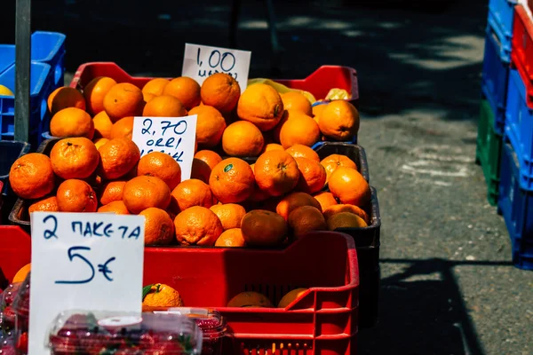 Limassol Chipre Março 2020 Vista Várias Frutas Vendidas Mercado Limassol — Fotografia de Stock