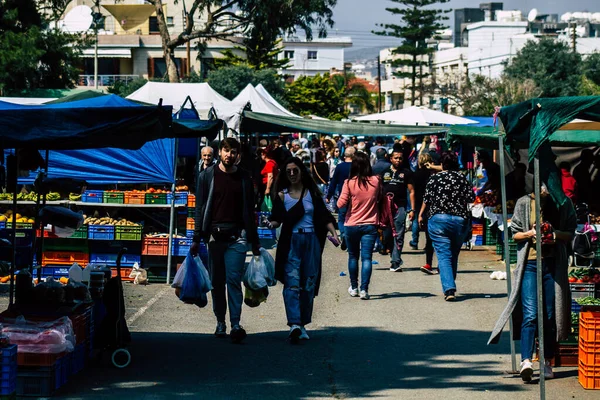 Limassol Chipre Marzo 2020 Vista Una Gente Identificada Comprando Mercado — Foto de Stock