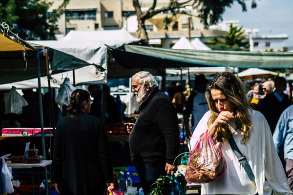 Limassol Kypr Březen 2020 Pohled Neznámé Osoby Nakupující Trhu Limassolu — Stock fotografie