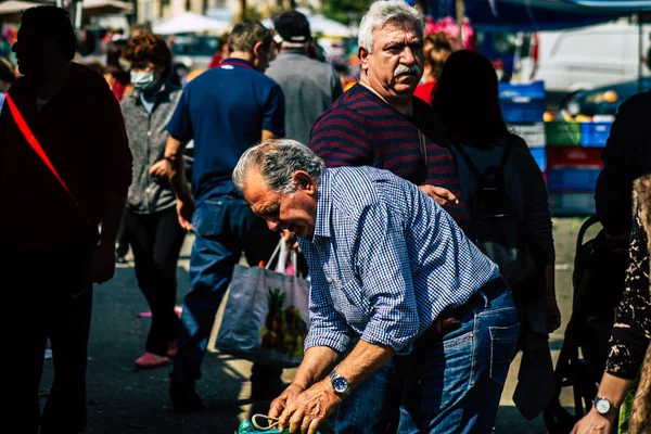 Limassol Cyprus Maart 2020 Zicht Een Onbekend Volk Dat Morgens — Stockfoto