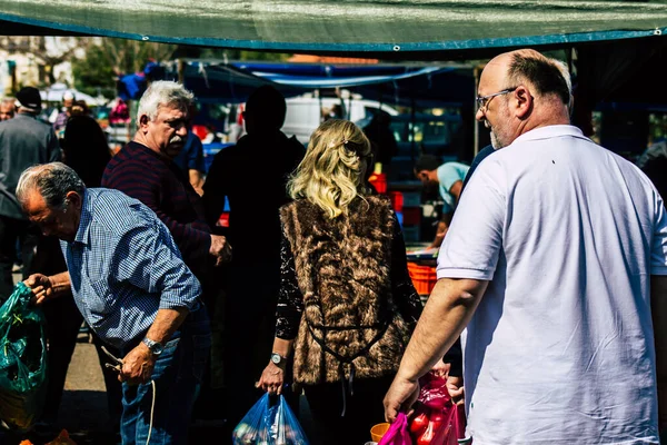 Limassol Chipre Marzo 2020 Vista Una Gente Identificada Comprando Mercado — Foto de Stock