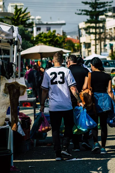 Limassol Chipre Marzo 2020 Vista Una Gente Identificada Comprando Mercado — Foto de Stock