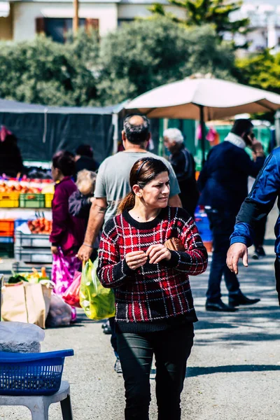 Limassol Chipre Marzo 2020 Vista Una Gente Identificada Comprando Mercado — Foto de Stock