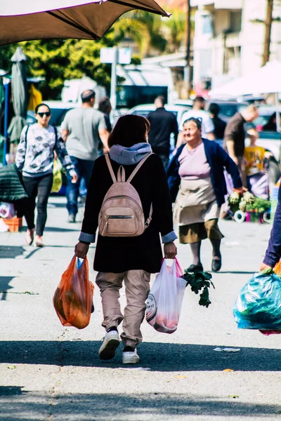 Limassol Chipre Marzo 2020 Vista Una Gente Identificada Comprando Mercado — Foto de Stock