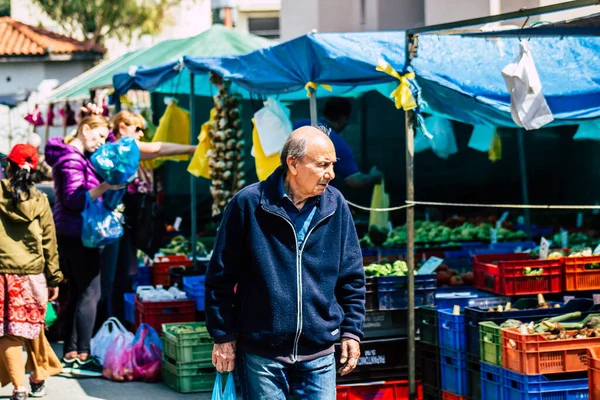 Limassol Ciprus Március 2020 Nézet Egy Azonosítatlan Emberek Vásárol Piacon — Stock Fotó