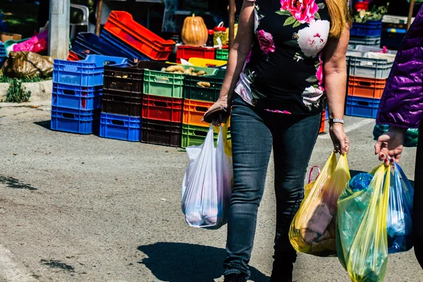 Лимассол Кипр Марта 2020 Вид Неизвестных Людей Делающих Покупки Рынке — стоковое фото