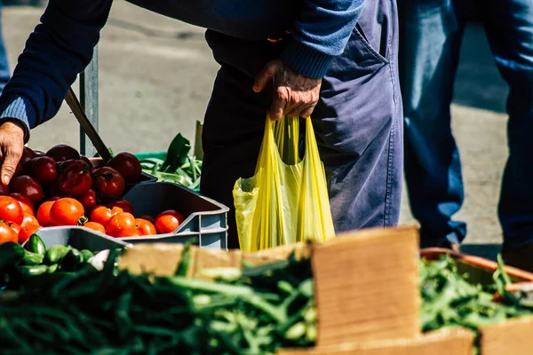 Limassol Chipre Marzo 2020 Vista Una Gente Identificada Comprando Mercado — Foto de Stock