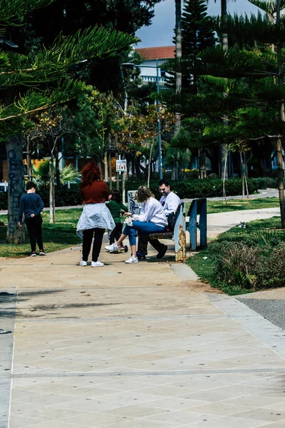 Limassol Chipre Março 2020 Vista Povo Não Identificado Sem Máscara — Fotografia de Stock