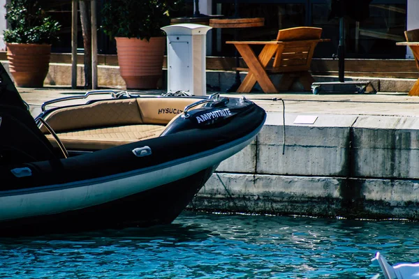 Limassol Chipre Março 2020 Fechar Barcos Atracados Marina Limassol Tarde — Fotografia de Stock