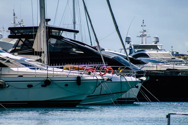 Limassol Cipro Marzo 2020 Primo Piano Delle Barche Ormeggiate Nel — Foto Stock
