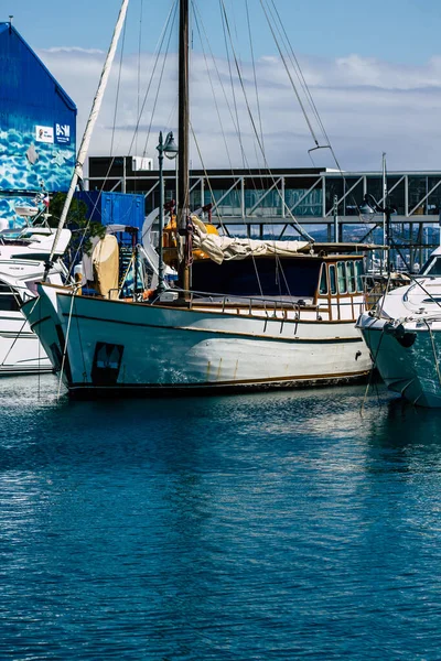 Limassol Chipre Marzo 2020 Acercamiento Embarcaciones Amarradas Puerto Deportivo Limassol — Foto de Stock