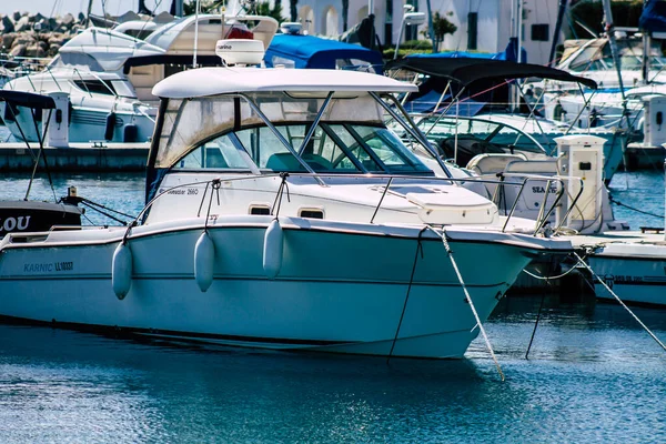 Limassol Chypre Mars 2020 Gros Plan Bateaux Amarrés Dans Marina — Photo