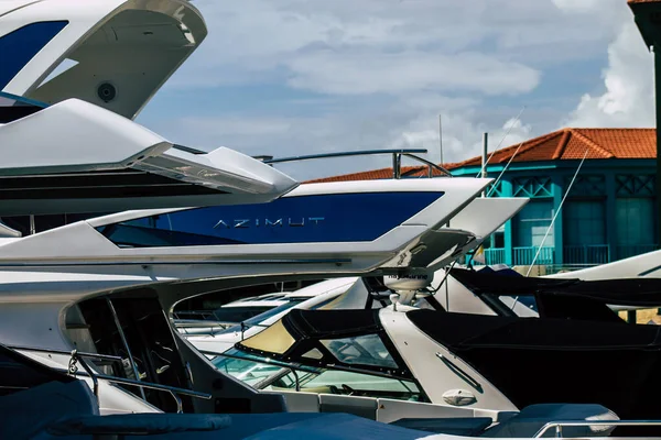 Limassol Chypre Mars 2020 Gros Plan Bateaux Amarrés Dans Marina — Photo